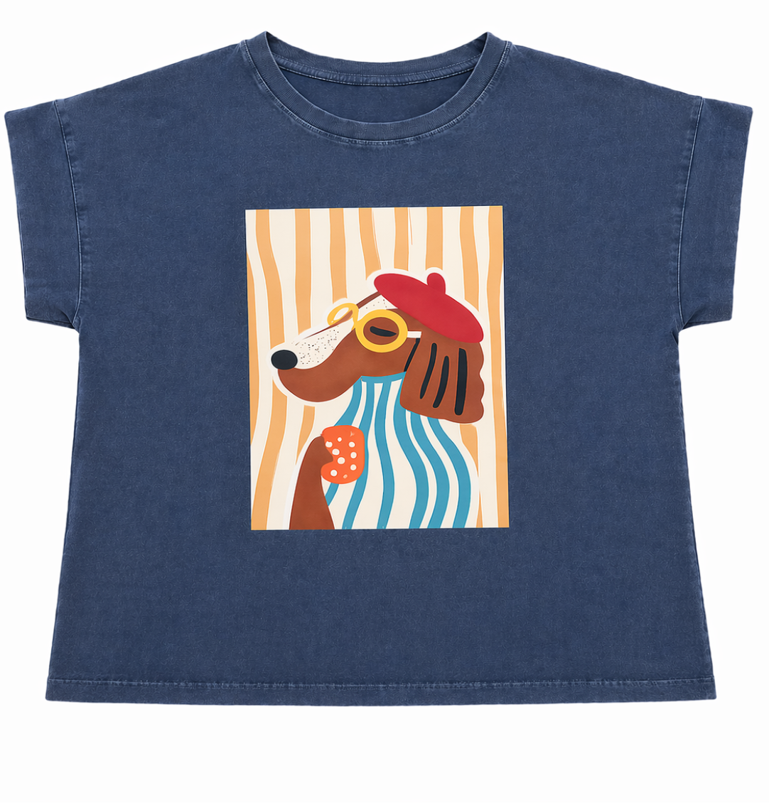 Camiseta de algodón con estampado de perro