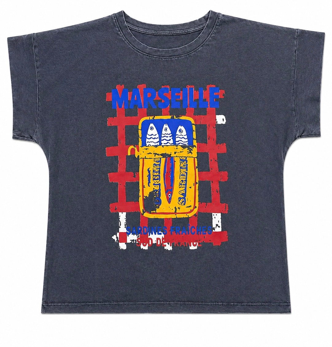 Camiseta de algodón "Marseille Sardine" veraniegas