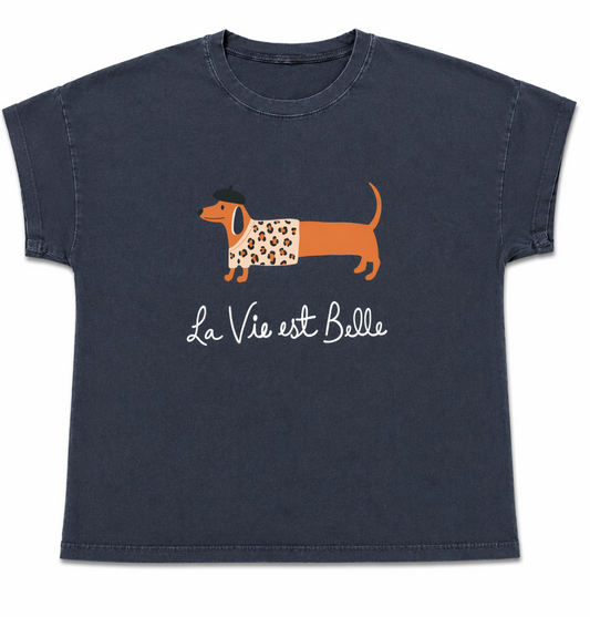 Camiseta de algodón con estampado de perro