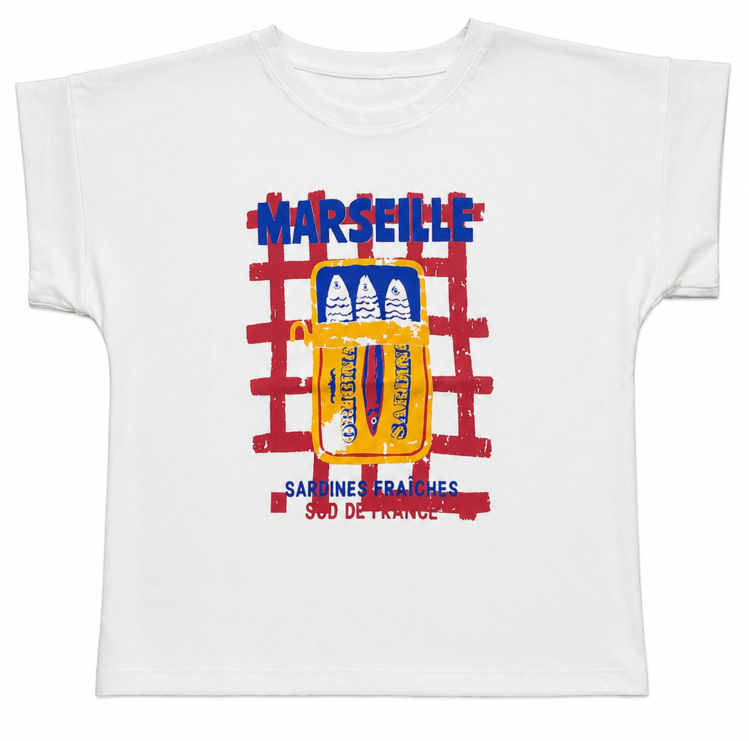 Camiseta de algodón "Marseille Sardine" veraniegas